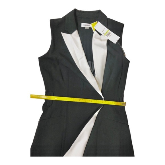 Calvin Klein black zip up white lapel tuxedo style sleeveless dress size 4 new - Picture 11 of 16